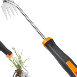 Uprooting Weeding Tool - Hand Held Weeder Puller Tool, Rubber Handle, 4 Teeth Weed Remover for Garden Farm Weeding