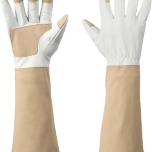 Long Gardening Gloves Men & Women Breathable Cowhide Leather Rose Pruning Thorn Proof Durable Heavy Duty