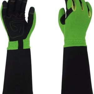 Rose Pruning Gardening Gloves, Long Sleeve, Puncture | Heavy Duty for Rose Pruning, Thorn, Thick Leather, Green / Purple Garden Work Gloves
