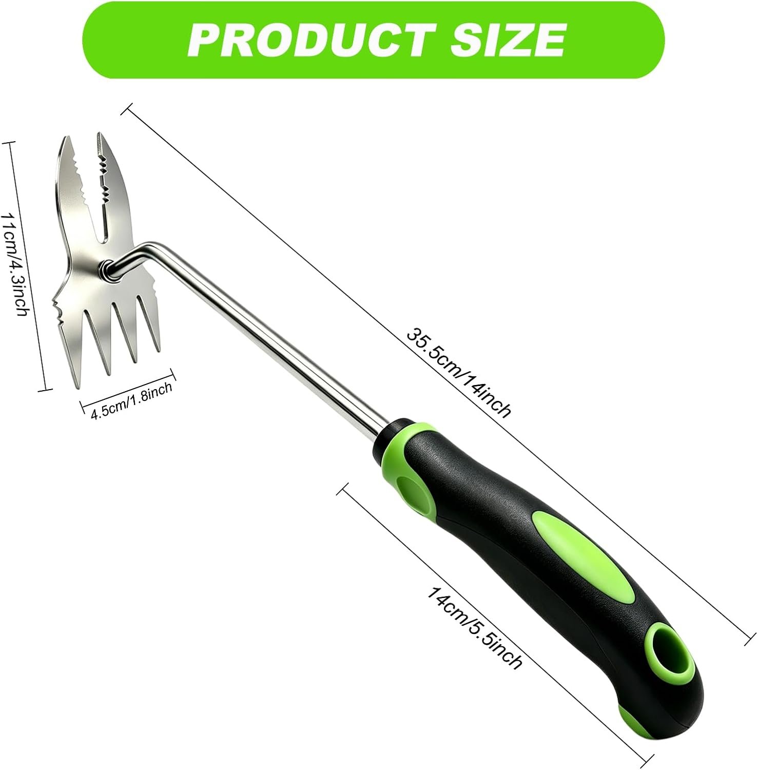 Weed Puller Tool, 2-in-1 Bionic Jaw Garden Weeder, 14 Inch Stainless Steel Hand Held Root Removal Tool for Vegetable Gardening and Backyard Farm Planting - Image 2
