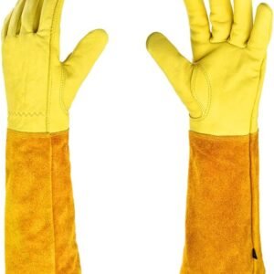 Gardening Gloves Women/Men - Thorn Proof Cowhide Leather Rose/Blackberry Pruning Long Forearm Protection Gauntlet