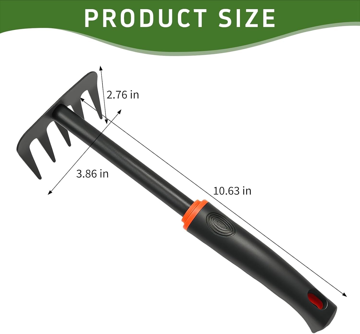 Weed Rake, Small Garden Weeder Rake, Gardening Weeding Tool for Rake for Leaves for Vegetable Gardening Backyard Farm Planting - Image 2