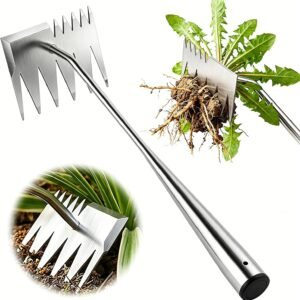 Weed Puller Tool, 2026 Upgraded Portable Manual Weeding Tools Gardening | 6 Teeth Dual Head, Stainless Steel, Durable Build, Hand Weeder Rake, Garden Weed Pulling Tool for Backyard Yard Farm Planting