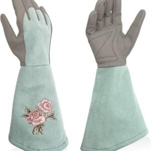 Rose Pruning Gloves with Forearm Protection, Thorn Resistant | Embroidery Design with Extra Long Cuff for Gardening and Pruning Tasks