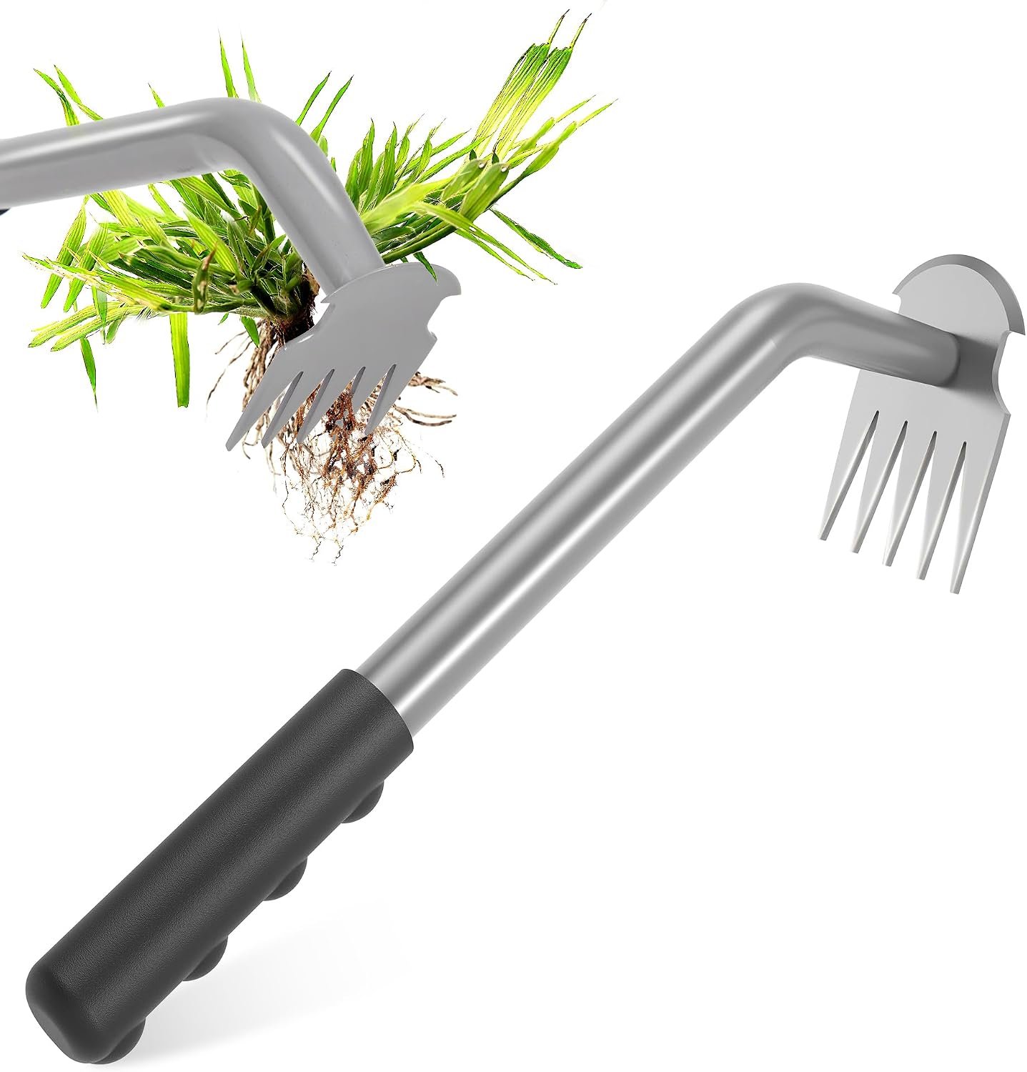 Weed Puller Tool - Durable Weeding Tool for Dandelions & Crabgrass | Manganese Steel 5-Tine Head, Ergonomic Rubber Grip, Efficient Uprooting, Ideal for Vegetable Gardens & Backyards