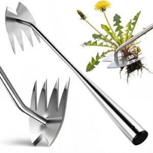 Weed Puller Tool, Heavy-Duty Stainless Steel Garden Hand Weeding Tool | Portable Weeder for Lawns, Flower Beds & Yards, Efficient Deep Root Removal