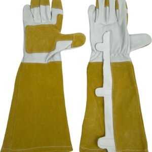 Zip-Up Rose Pruning Gloves, Long Leather Thorn Protection