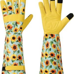 Gardening Gloves for Women Long Sleeve Garden Gloves for Yard&Outdoor Work | Wear-resistant Superfiber Leather, Breathable Sweat-wicking, Adjustable Cuffs, Full Arm Protection, 3 Touch-Screen Fingertips