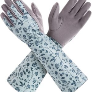 Long Sleeve Gardening Gloves for Women, Yard & Outdoor Work | Synthetic Leather Palms, Botanical Print, Elbow-Length, Breathable & Durability, Gifts for Gardeners,