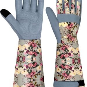 Long Gardening Gloves for Women Thorn Proof Leather Garden Gloves Breathable Working Gloves for Women Yard Outdoor