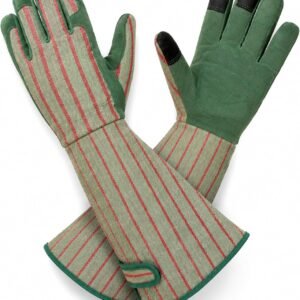 Thornproof Rose&Cactus Gardening Gloves,Gauntlet Garden Glove,Gifts | Canvas,Cute Floral Pattern,Leather Palm,Touchscreen,Durable Material,Garden Gift,Men&Women,Machine Washable,Adjustable Cuff