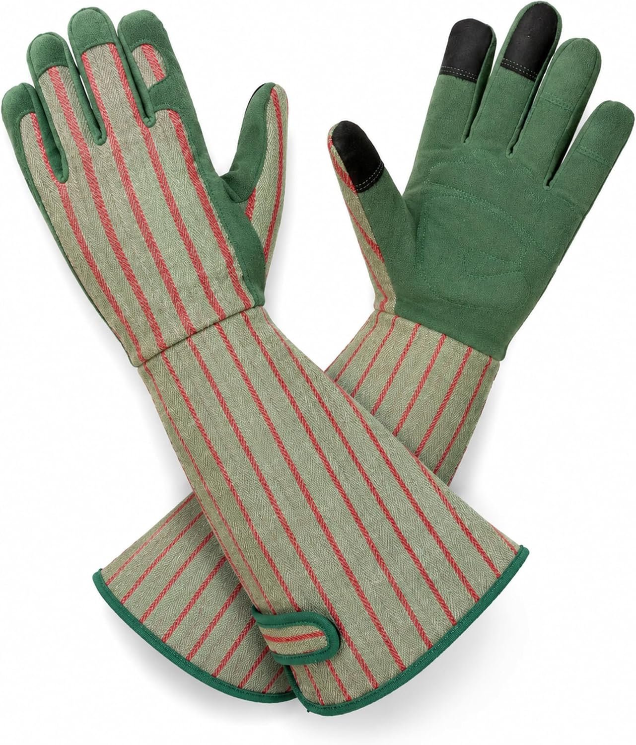 Thornproof Rose&Cactus Gardening Gloves,Gauntlet Garden Glove,Gifts | Canvas,Cute Floral Pattern,Leather Palm,Touchscreen,Durable Material,Garden Gift,Men&Women,Machine Washable,Adjustable Cuff