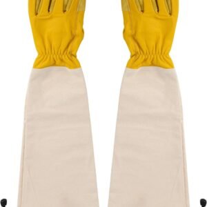 Long Garden Gloves for Men and Women - Breathable Canvas and Thorn Proof Leather Gardening Gloves with Arm Guard Gauntlet for Pruning Planting Rose Cactus or Blackberry (Large)