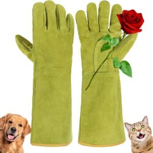 Animal Handling Gloves, Bite Proof for Cat Dog Handling | Puncture & Scratch Resistant Leather Gauntlet Gloves for Dogs, Cats, Birds, Falconry, Gardening