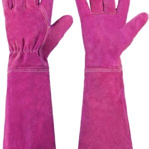 Rose Pruning Gloves for Men Women, Thorn Proof Gardening Gloves | Long Leather Gardening Gloves, Breathable Leather Gauntlet, Best Garden Gifts & Tools for Gardener (Rosy, L)