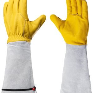 17 Inches Long Leather Gloves Puncture Resistant For Garden & Outdoor Task